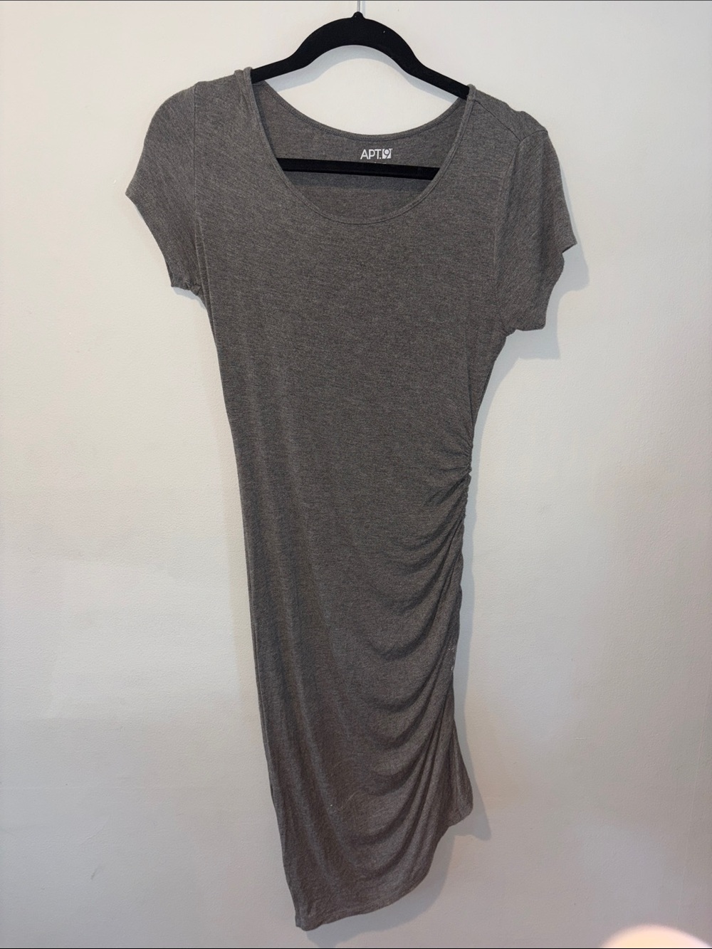 Apt. 9 Gray Scoop Neck Ruched Side Women's Dresd